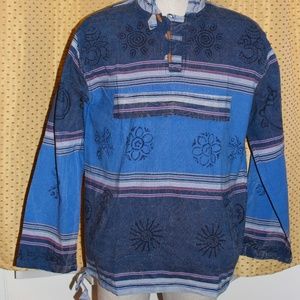 Om  Cotton Block Print Hoodie tunic unisex